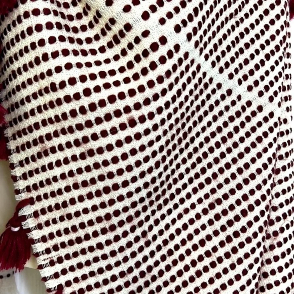 Madewell - Burgundy and Ivory Woven and Tassel Large Scarf Size Onesize